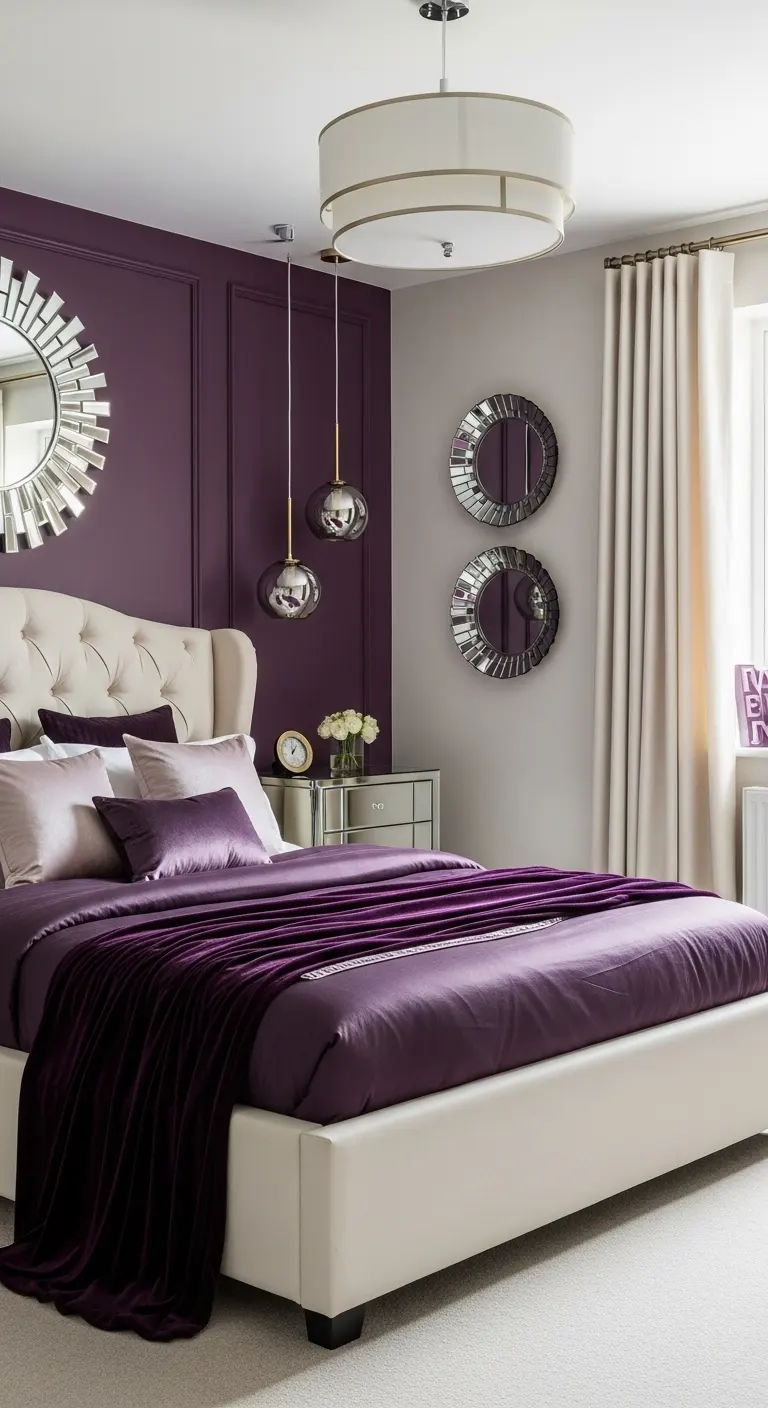 15 Beautiful Bedroom Color Combinations to Try 13 Plum and Cream
