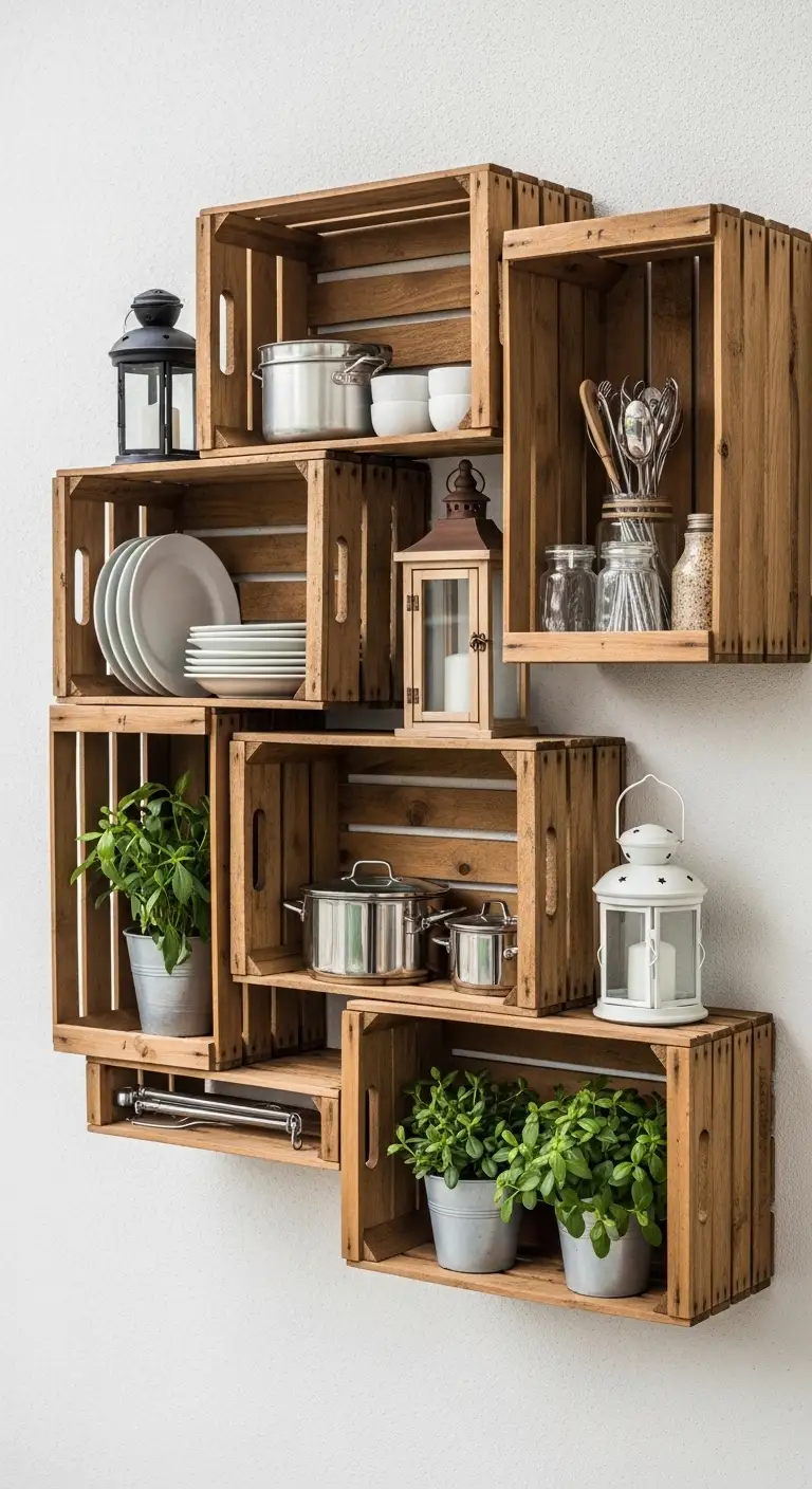 Repurposed Crate Shelves