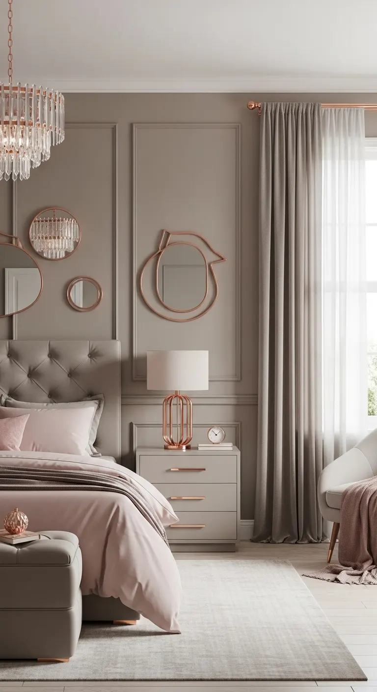 15 Beautiful Bedroom Color Combinations to Try 15 Rose Gold and Taupe