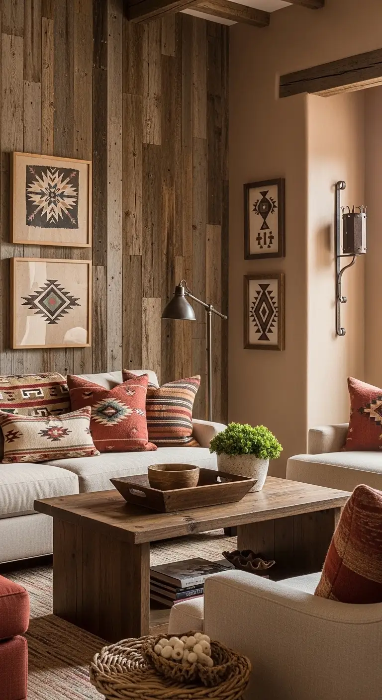 15 Warm and Rustic Southwestern Living Room Ideas 11 Rustic Accent Walls