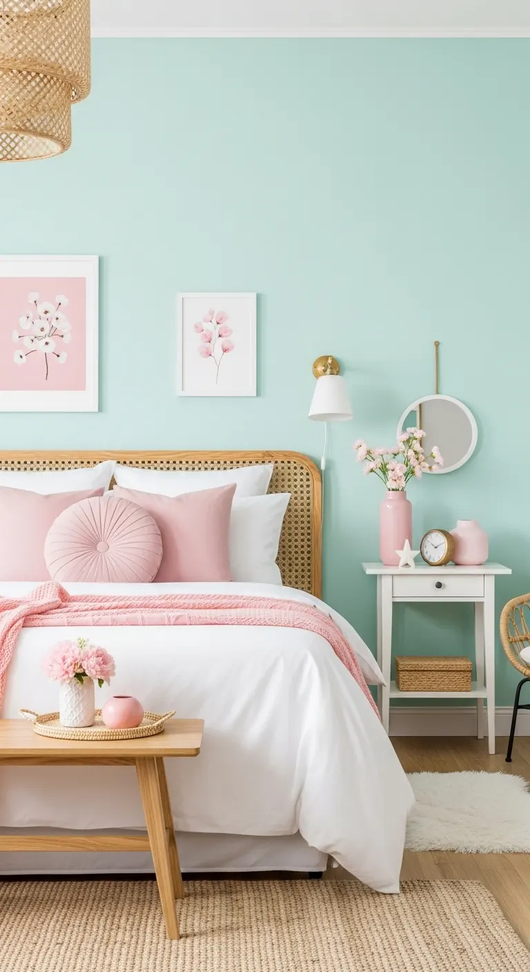 15 Beautiful Bedroom Color Combinations to Try 17 Soft Pink and Mint