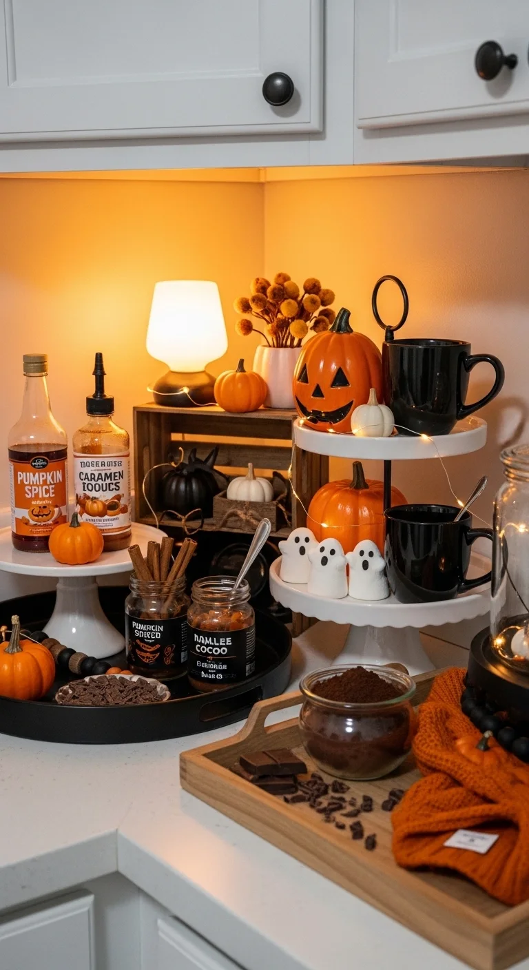 13 Halloween Decor Ideas for Your Kitchen to Set the Spooky Mood 12 Style a Halloween Coffee and Cocoa Bar