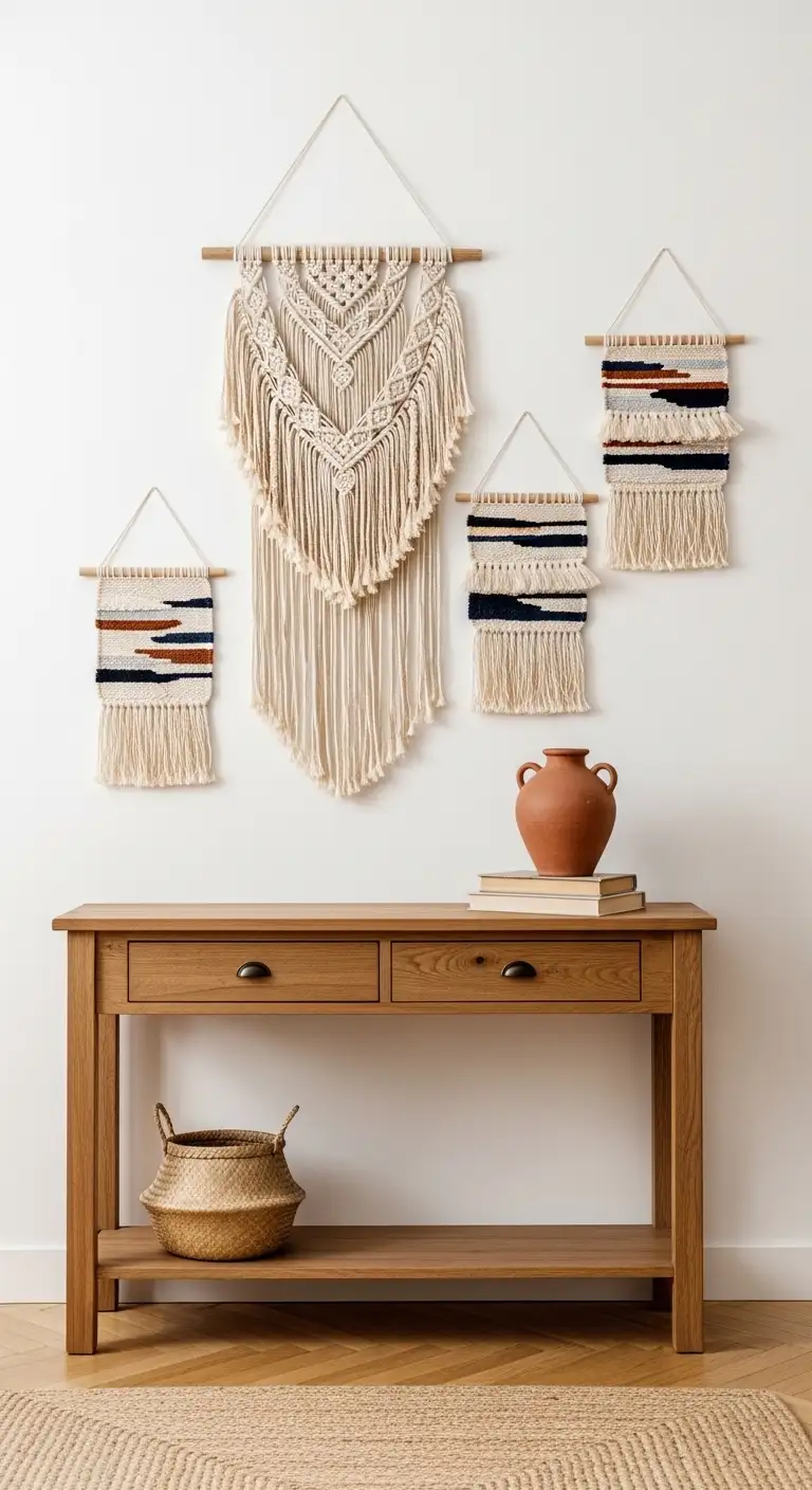 13 Boho Entry Way Ideas to Welcome Guests in Style 12 Textured Wall Hangings