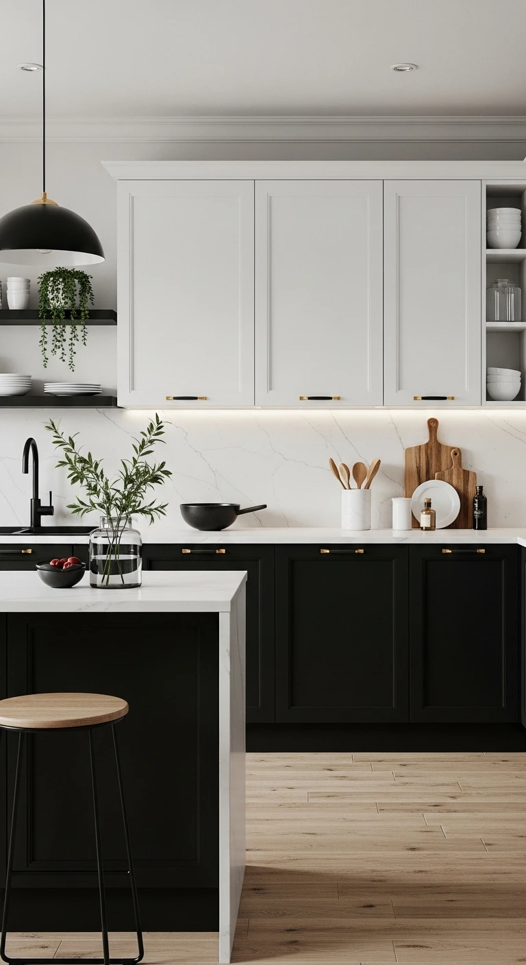 11 Stunning Black and White Kitchen Ideas for a Classic Look 12 Two-Tone Cabinets for Balanced Contrast