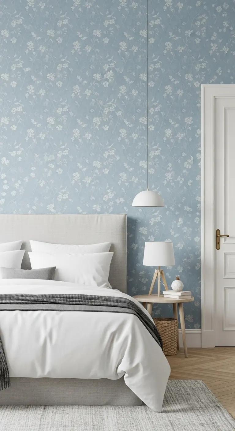 13 Stylish Blue Bedroom Ideas for a Serene Atmosphere 13 Use Blue Wallpaper for a Statement Look