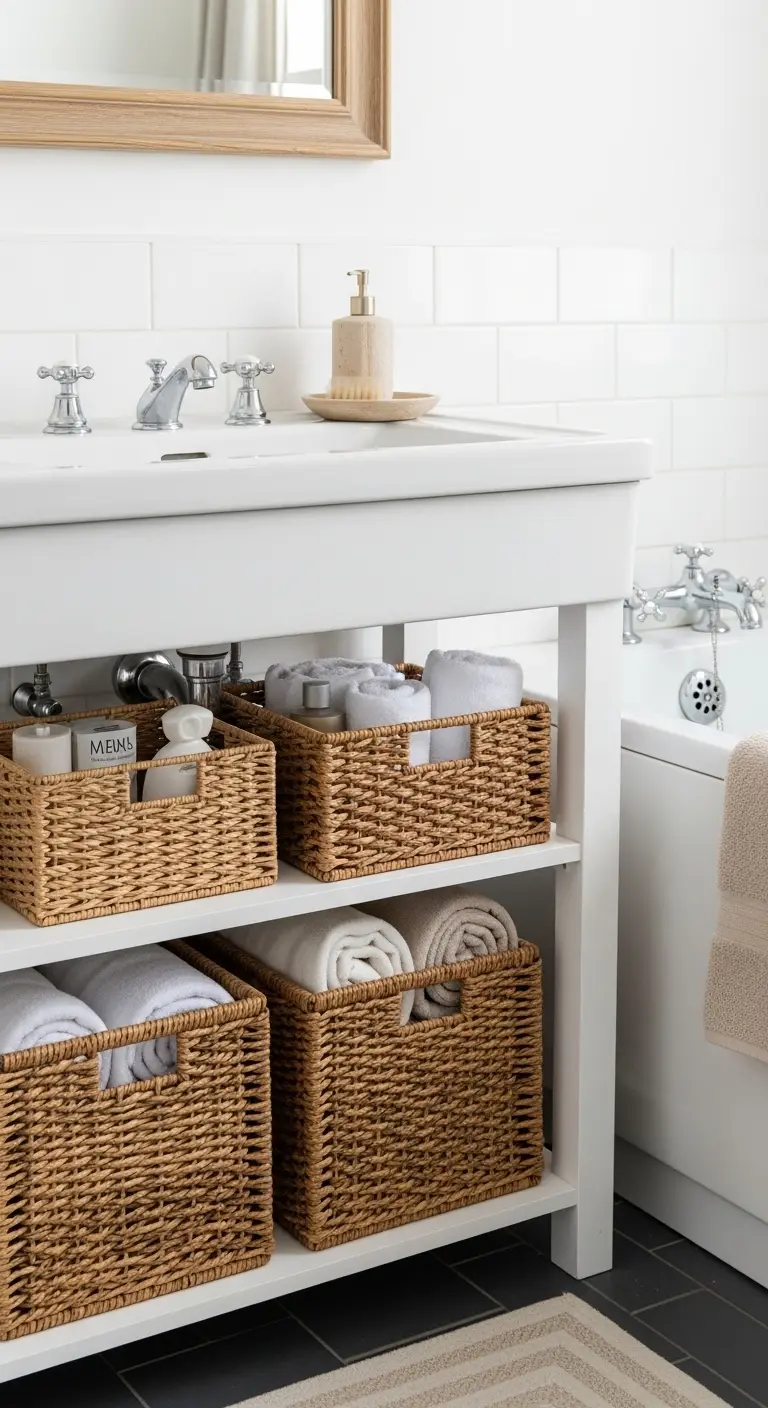 13 Stunning Vintage Bathroom Ideas for a Classic Look 13 Vintage Bathroom Storage Baskets