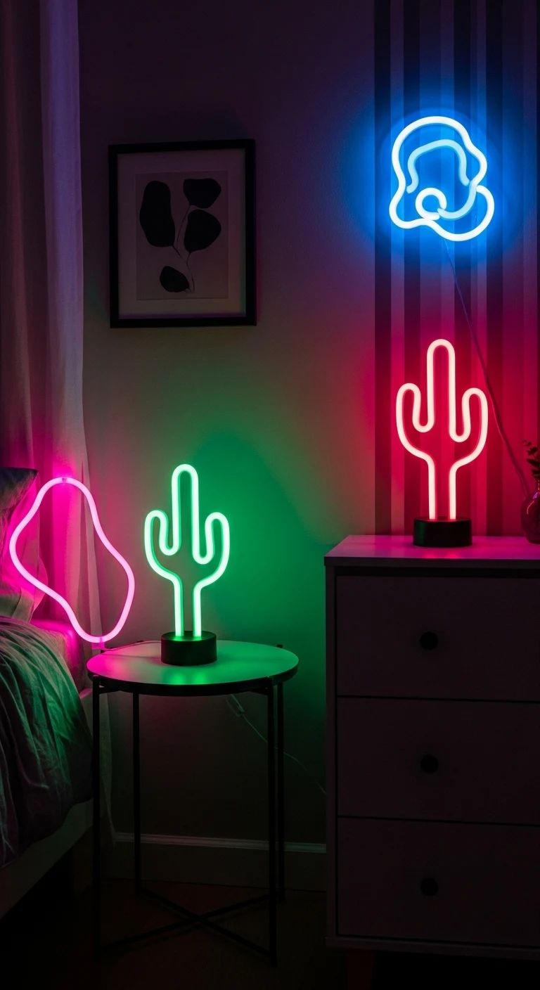 15 Trendy Neon Bedroom Ideas for a Bold Look 16 Neon Art Sculptures for 3D Impact