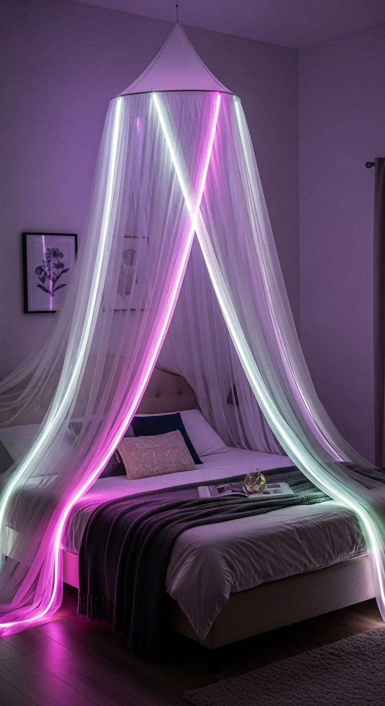 15 Trendy Neon Bedroom Ideas for a Bold Look 15 Neon Canopies for a Dreamy Effect