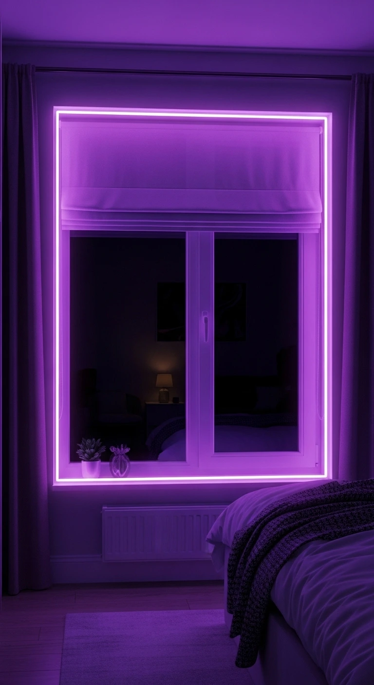 15 Trendy Neon Bedroom Ideas for a Bold Look 11 Neon Window Frames for an Unexpected Glow
