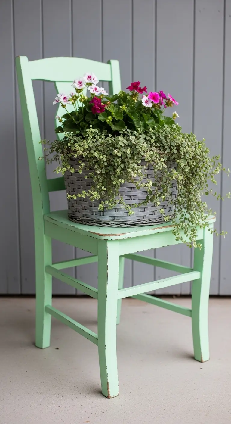 15 Funky Junk Decor Ideas for Upcycled Charm 14 Repurposed Chairs as Funky Junk Decor Plant Stands