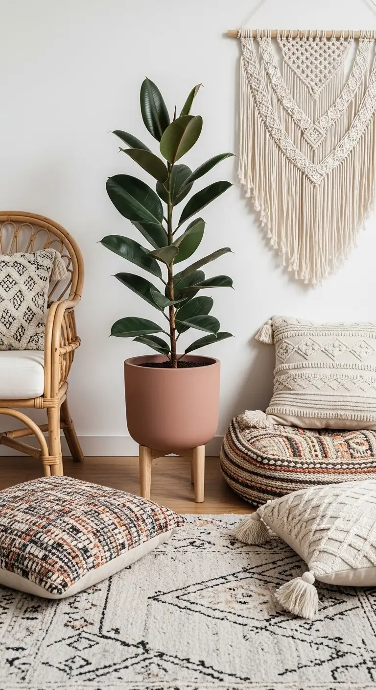 11 Best Boho Living Room Plants for a Lush Indoor Jungle 13 Rubber Plant – Bold and Glossy Greenery