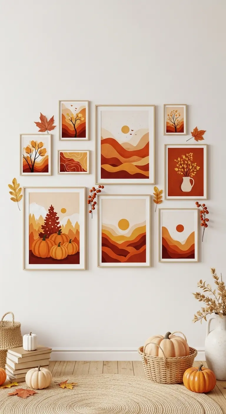 11 Ways to Create a Cozy Pumpkin Spice Ambiance 13 Play with Autumn-Themed Wall Art