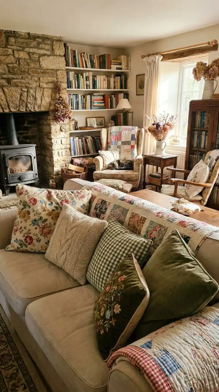 13 Living Room Decor Colorful Textiles and Pillows 15 Cottage_Core_cozy_living_room_202605230641