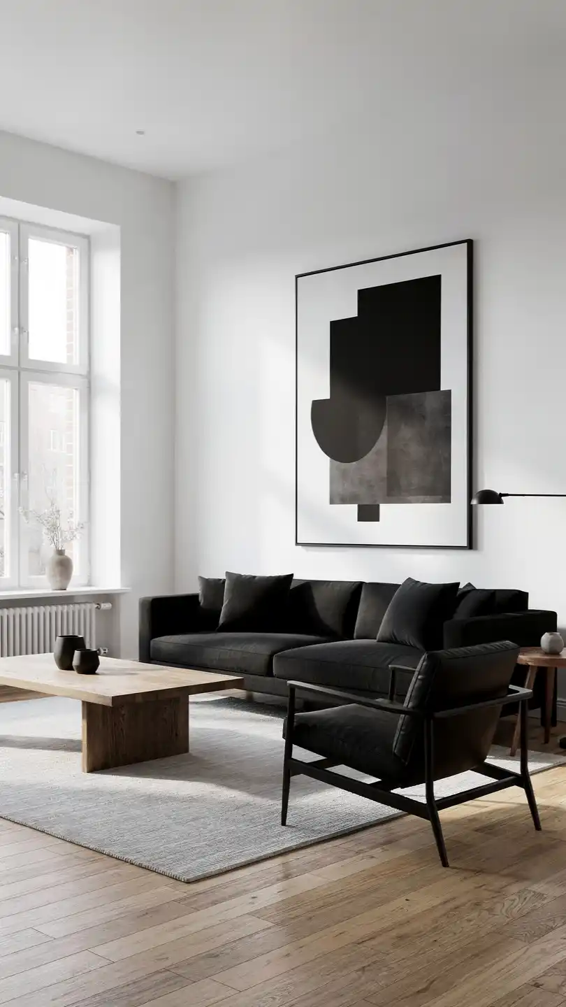 10 Room Decor Color Combinations for Art Lovers 11 High-Contrast Nordic Minimal With Art Focus