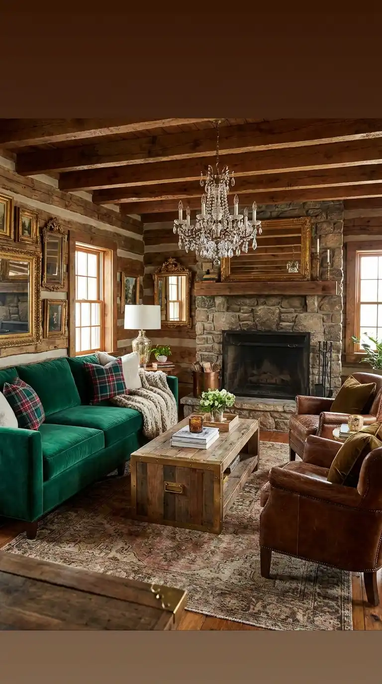 13 Living Room Decor Colorful Textiles and Pillows 12 Rustic_Glam_Velvet_Plaid_Living_202605230640