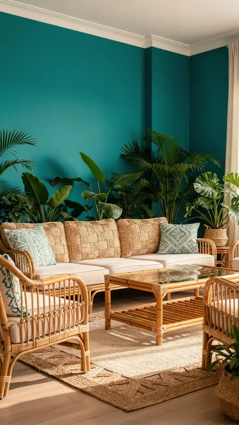 14 Living Room Decor Color Schemes for a Modern Look 14 Tropical Teal And Rattan Escape