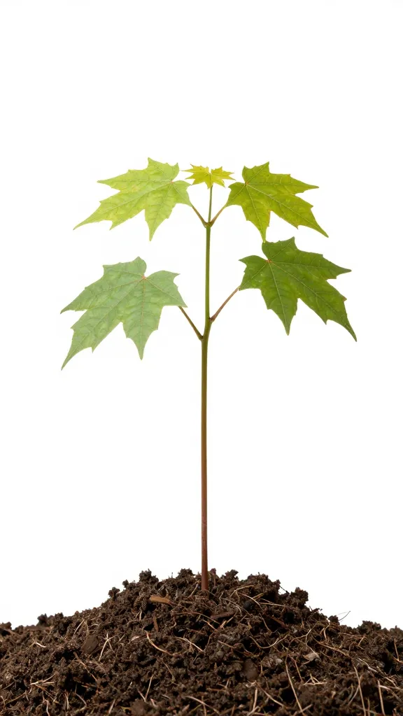 How to Landscape a Backyard from Scratch 4 Single young maple tree sapling in amended soil