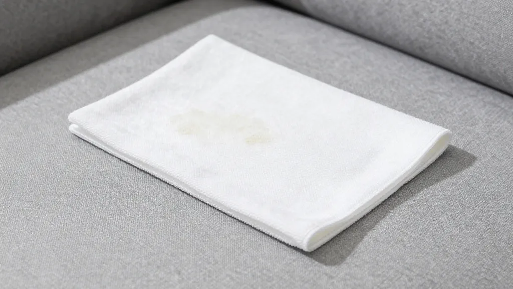 How to Clean a Fabric Couch Without Ruining It 4 White microfiber cloth blotting stain on gray upholstery