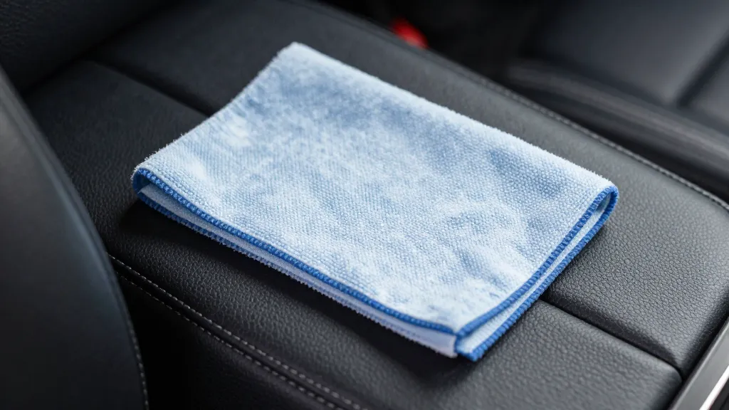 How to Clean Leather Car Seats Like a Pro 2 Closeup of microfiber cloth cleaning black leather car seat