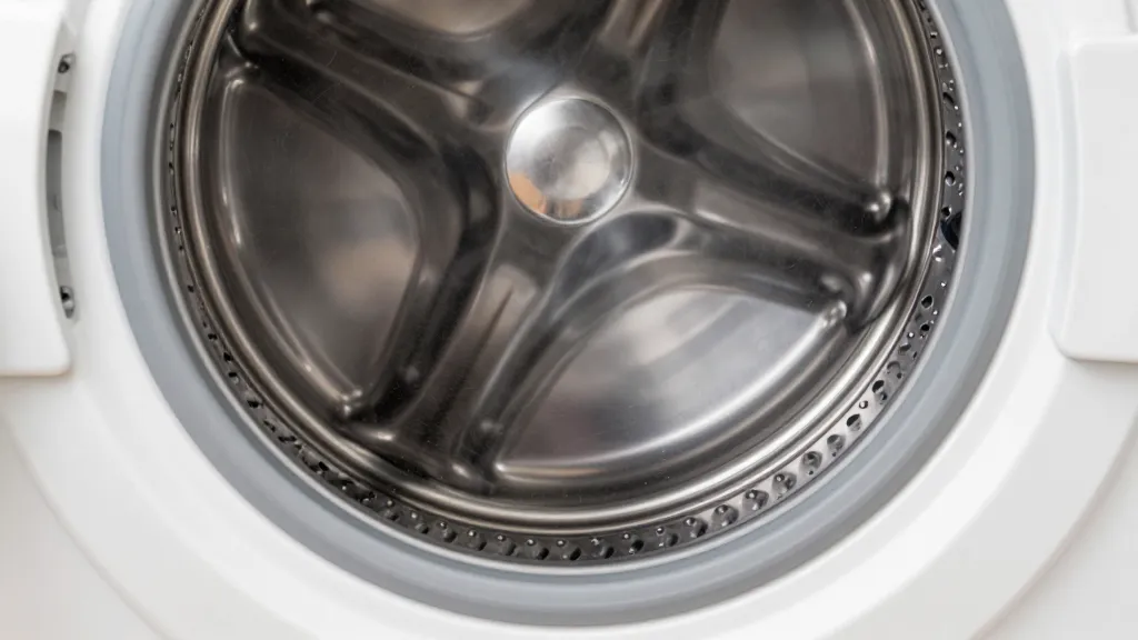 How to Clean Dog Hair From Washing Machine Fast 3 White washing machine drum with visible pet hair buildup