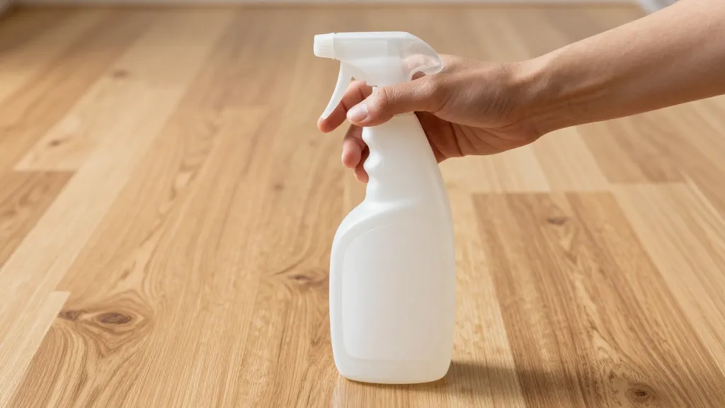 How to Clean Wood Floors Without Ruining Them 3 Spray bottle of wood floor cleaner on polished oak surface